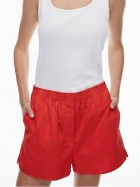Aritzia Babaton Sz S Deakins Cotton Red Boxer Casual Short